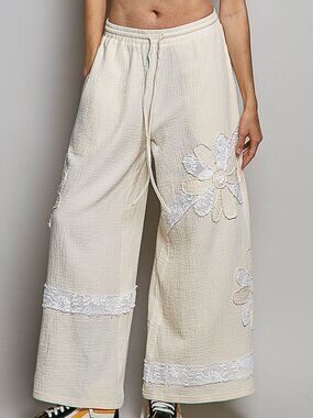 POL GAUZE EVERYDAY OR BEACH PANTS CREAM C S M L